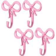 4 Pek Penyangkut Dinding Berbentuk Riben Merah Jambu Kecil untuk Hari Valentine, Penyangkut Riben Hi