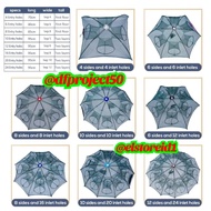 BUBU Payung Perangkap ikan udang Lubang 4 6 8 10 12 16 20 24