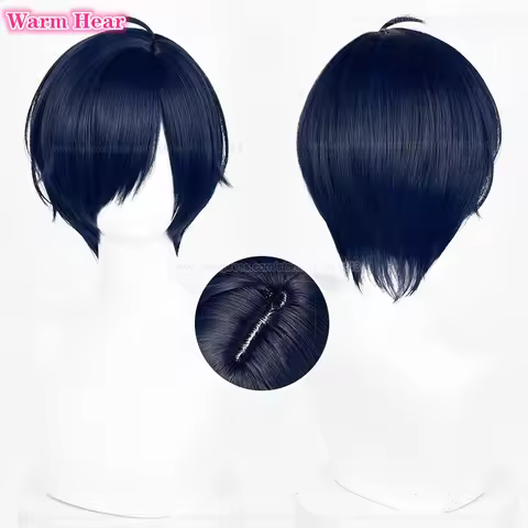 Game P3 Yuuki Makoto Synthetic Hair Short 30cm Blue Black Cosplay Anime Wig Makoto Yuki Heat Resista