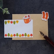 【秋。野餐去】卡片信封 米色紋路厚磅藝術紙 質感小卡 牛皮紙信