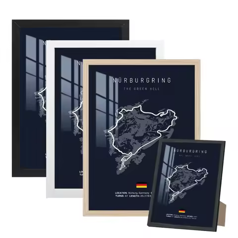 30x40cm Black Wood Grain Color Frame Plus F1 Track Track Map Canvas Painting Formula One Can Be Hung