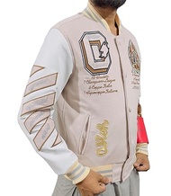 scents and crafts Men's AC-Milan Off-White Varsity Jacket | Football Club AC-Milan Jacket