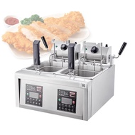 Electric Deep Fryer with 10 Preset Times 6L 8L 12L Countertop Stainless Steel Automatic Lifting Frye
