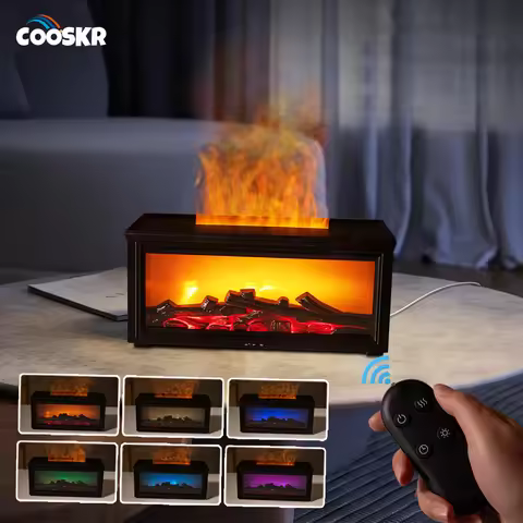 Fireplace Air Humidifier Ultrasonic Essential Oil Diffuser Mist Cool Maker Aroma Humidifier Flame Fr