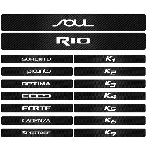 4Pcs Letter Car Door Sill Scuff Plate Decor Stickers Decals Protect Accessories For KIA KN Pegas Sor