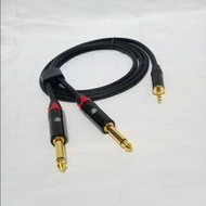 PROMO - KABEL AUDIO CANARE 5MTR JACK 3.5MM STEREO MALE TO 2 AKAI 6.5MM MALE