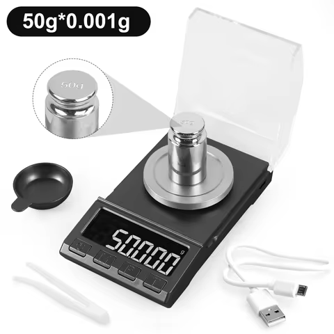 NEWACALOX 0.001g Digital Pocket Scale Mini Jewelry Gold Lab Carat Powder Weigh Scales 50g/100g/200gx