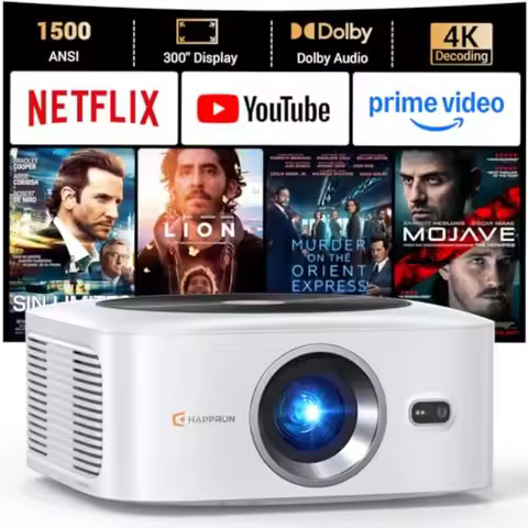 1500 ANSI Lumens Outdoor Projector with Built-in Streaming Apps, 4K Decoding Resolution, Auto Focus,