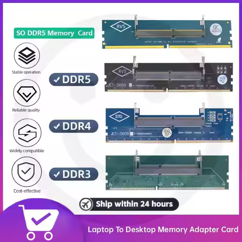 DDR5/DDR4/DDR3 Laptop to Desktop Card SO-DIMM To PC CardMemory RAM Connector Adapter DDR3 DDR4 DDR5 