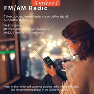 [Amleso1] Mini USB Portable AM FM Radio Alarm Clock Radio Digital Radio for Office Camping Home Jogging Adults