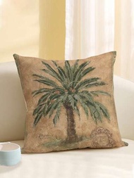 1入椰樹圖案印花枕套,現代靠墊套,不含枕芯,適用於沙發,家居裝飾枕頭