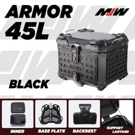 MJW ARMOR ll Aluminium Top Box 45L 55L Top Box Foldable Premium Motorcycle Box Siap base plate