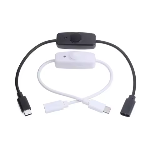 USB Type C With ON/OFF Switch Power Button 30CM Charging Extension Cable Universal Type-C Extension 