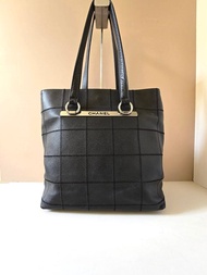 稀有中古包 Chanel古董黑色魚子醬冰格皮革托特包 單肩包 側背包