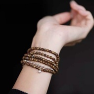 沉香6層手鏈 未時原創鶯歌綠奇楠沉香925銀泰銀疊戴手串珠女中式