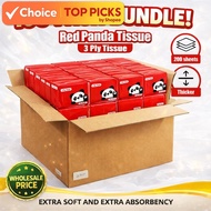 100pkt SET 3 Ply Red Panda Tissue | 100 Packs x 300 Sheets Premium Tissue | Extra Soft Absorbent Sof