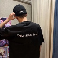 100%Original Calvin Klein Baju-T lelaki classic large print letter Baju-T wanita embroidered armband