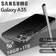 【ของแท้100%】2024 ใหม่ Sansumg A35 สมาร์ทโฟน 7.5นิ้ว 5G เต็มจอ 16GB+1TB รองรับ2ซิม Smartphone 32MP+64