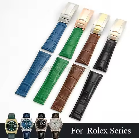 20mm Special Interface Watch Strap for Rolex Submariner Yacht-Master Datejust Premium Cowhide Black 