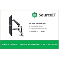 Ergotron LX Dual Stacking Arm, Polished Aluminium - 10 Year Local Warranty