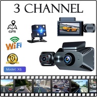X6 WIFI Dashcam 3 Channel Lens Recording 1080p HD Car DVR Builtin GPS Car Camera