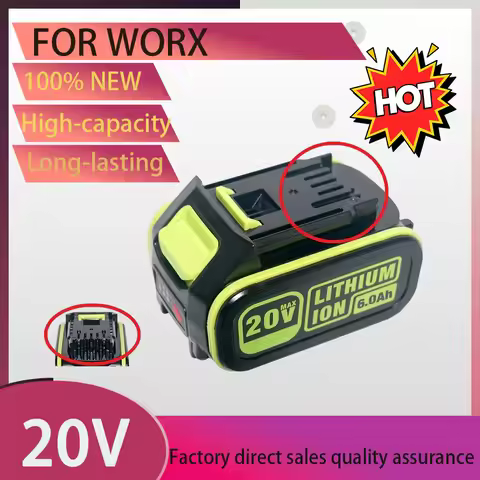 For WORX 20V 3.0-6.0Ah Lithium Battery Replacement Compatible with WA3016 WA3023 WA3054 WA3027 WA340