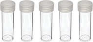 COIN STORAGE TUBES, round clear plastic w/screw on tops for DIMES (Quantity of 5 tubes)