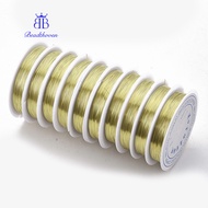 1Group Round Copper Jewelry Wire Gold 24 Gauge 0.5mm about 26.24 Feet(8m)/roll 10 rolls/group