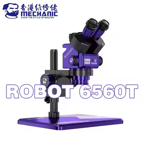 MECHANIC ROBOT 6560T-B11 Trinocular Stereo Microscope 6.5X-60X Zoom for Phone Repair WF10X/25 Eyepie