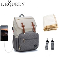 Lequeen Diaper Bag Large Capacity USB Mummy Bag Travel Backpack Designer Nursing Bag for Baby Care T