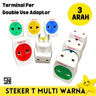 Multi-Color T-Plug 3-Way Grounded 3-Way Electrical Plug DexiconStop Kontak