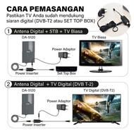 BERMUTU Antena TV Digital dan Analog Indoor/ Outdoor Booster + Kabel