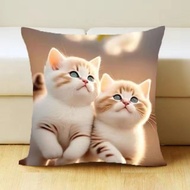Cute Cat Picture 40cm x 40cm Square Throw Pillow Case /  Case Only！！Good Quality Pillow Case