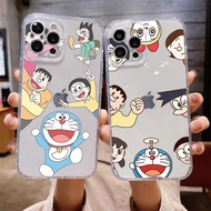 [HM] โดราเอมอนน่ารักเคสใสสำหรับ iPhone 11 Pro 12 Max 13 Mini X XR XS MAX SE 2020 7 8 6S Plus กันกระแทก Soft Phone Cover