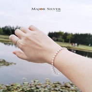 สร้อยข้อมือเงินแท้ 92.5% ลาย Ball Chain หนา 4mm (สร้อยไข่ปลา) น่ารักมาก เหมาะกับสาวๆ เกาหลีสุดๆ ใส่ไ