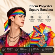 55cm x 55cm colorful Rainbow Unisex Fashion hip hop Square Scarf Fitness Leisure Breathable Poly Han