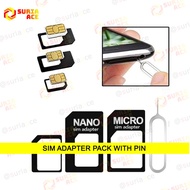[B7F1] 4 in 1 Micro to Nano Sim Card Holder Adapter Noosy With Ejector Pin Router Modem Mobile Phone Mini Sim Converter