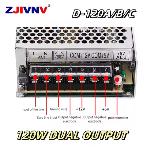 D-120A/B/C 5V 12V 24V Dual Output 120W Switching power supply Output Voltage AC-DC SMPS