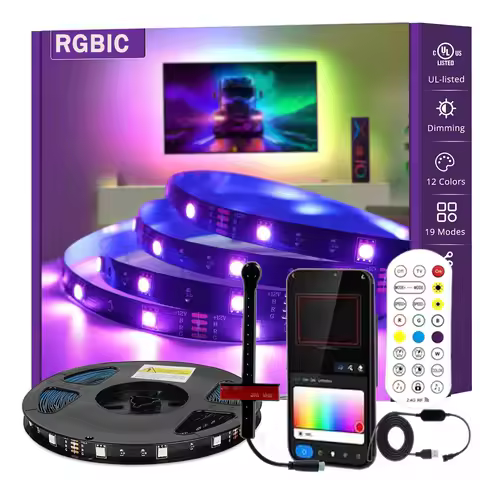 Smart TV LED Backlight with Camera for 40-50 inch Screens, LED Strip Lights Sync to Screen& Music, C