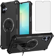 Asuwish Phone Case for Samsung Galaxy A06 5G with Tempered Glass Screen Protector Cover and Magnetic