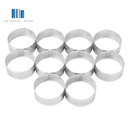 10 Pack 5Cm Stainless Steel Tart Ring, Heat-Resistant Perforated Cake Mousse Ring, Round Ring Baking Doughnut Tools