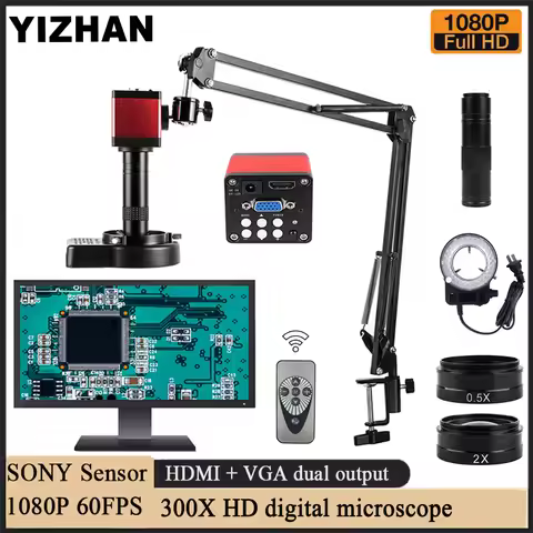 YIZHAN HDMI VGA 300X HD Digital Microscope 1080P 60FPS Electronic Microscope for PCB Welding/Mobile 