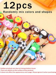 12/24/48Pcs Cartoon HB Pencils With Cute Eraser Tops School Supply Set Ideal For Back-To-School Stud