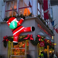 Christmas Inflatable Hanging Santa Santa with Gift Bag Decorations Blow Up Climbing Santa with LED L