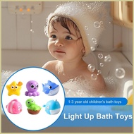 Baby Bath Toys Light up Floating Bath Tub Toys Sea Animal Water Games 6X Interactive Baby Shower Gam
