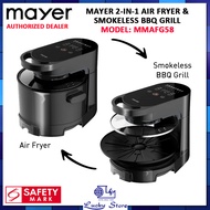 (BULKY) MAYER MMAFG58 2-IN-1 AIR FRYER &amp; SMOKELESS BBQ GRILL, SENSOR TOUCH PANEL WITH LED DISPLAY, 1200W, 1 YEAR WARRANTY