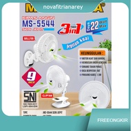3-in-1 9 Inch Clamp-On Fan, Wall Mounted, Table Fan 9inch MS-5544 22 WATT MITSUYAMA/ New Fan