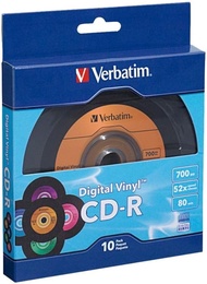 Verbatim CD-R Blank Discs 700MB 80min 52X Recordable Disc for Data and Music with Digital Vinyl Surf
