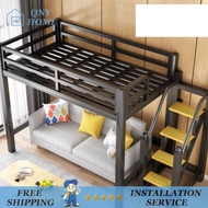 Small Apartment Loft Bed High Bed Iron Bed Underbed Table, Student Apartment Combination Bed (QNY)
