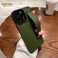 KISSCASE for IPhone 14 Pro/iPhone14 Pro Max /14 Plus IPhone 13/13 Pro/13 Pro Max IPhone 12 Pro Wrist Strap Bracket Lambskin Phone Case